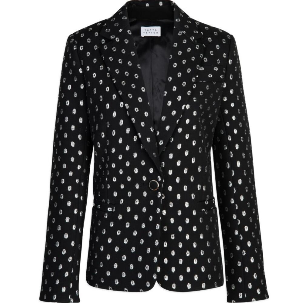 NWOT Tanya Taylor Andie Silk-Blend Jacket Women's Black US Size 6 $595 Retail